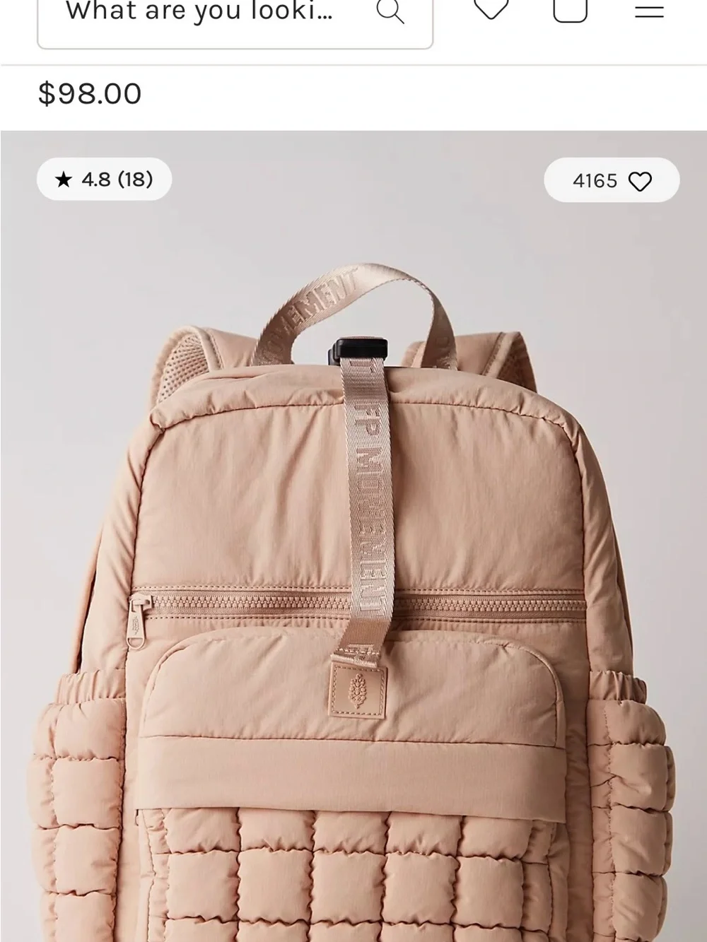 FP Movement by Free People Quilted Mini Backpack in Blush